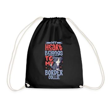 Amour de chien - Border Collie - Sac de sport léger - noir - Devant