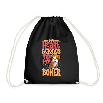 Dog Love - Boxer - Drawstring Bag - black - Front