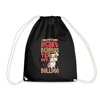 Dog Love - Bulldog - Drawstring Bag - black - Front
