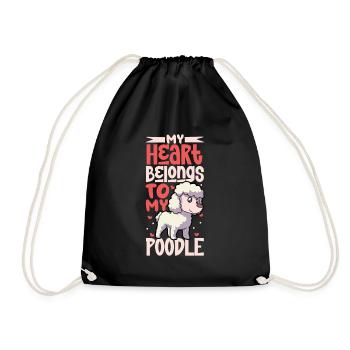 Dog Love - Poodle - Drawstring Bag - black - Front