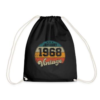 Vintage Geburtstag - Januar 1968 - Geschenkidee - Turnbeutel - Schwarz - Vorne
