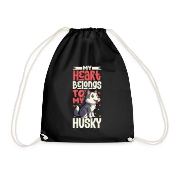 Dog Love - Siberian Husky - Drawstring Bag - black - Front