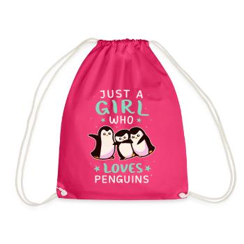 Pinguin Pinguine Tier - Turnbeutel - Fuchsia - Vorne