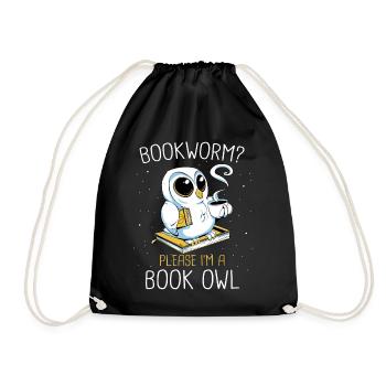 Bücher Buch lesen Bücherei Bibliothek Bücherwurm - Turnbeutel - Schwarz - Vorne