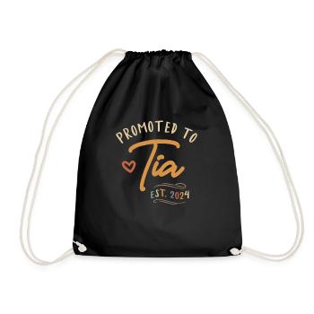 Promoted To Tia Established 2024 Funny Aunt - Drawstring Bag - black - Front