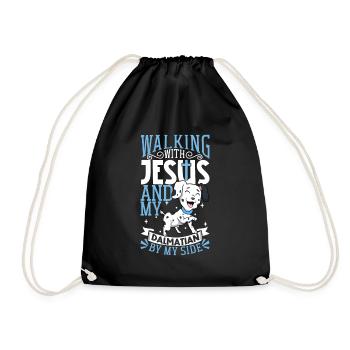 Jesus and Dog - Dalmatian - Drawstring Bag - black - Front