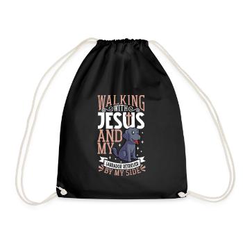 Jesus and Dog - Labrador Retriever - Drawstring Bag - black - Front