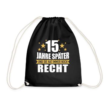 15 Hochzeitstag Jahrestag Ehemann Ehefrau - Turnbeutel - Schwarz - Vorne