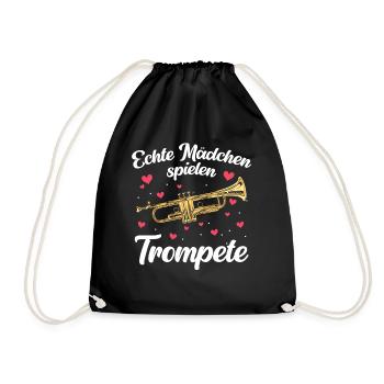 Trompeten Instrument Trompetenspieler - Turnbeutel - Schwarz - Vorne