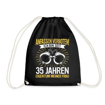 35 Hochzeitstag Jahrestag Ehemann Ehefrau - Turnbeutel - Schwarz - Vorne
