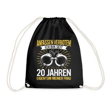 20 Hochzeitstag Jahrestag Ehemann Ehefrau - Turnbeutel - Schwarz - Vorne