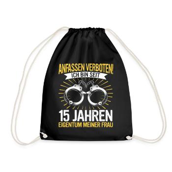 15 Hochzeitstag Jahrestag Ehemann Ehefrau - Turnbeutel - Schwarz - Vorne