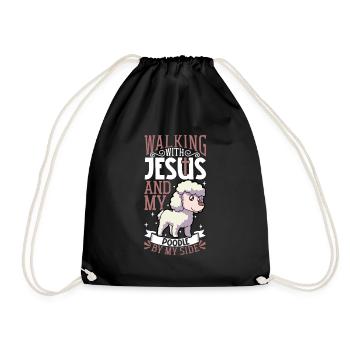 Jesus and Dog - Poodle - Drawstring Bag - black - Front