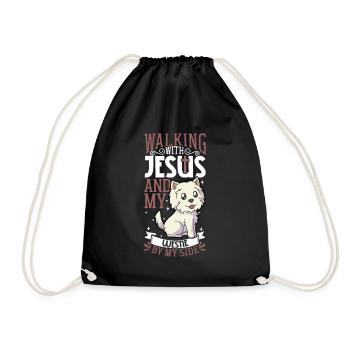 Jesus and Dog - West Highland Terrier - Drawstring Bag - black - Front