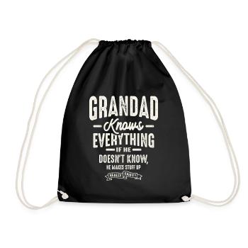 Grandad Knows Everything Funny Grandpa - Drawstring Bag - black - Front