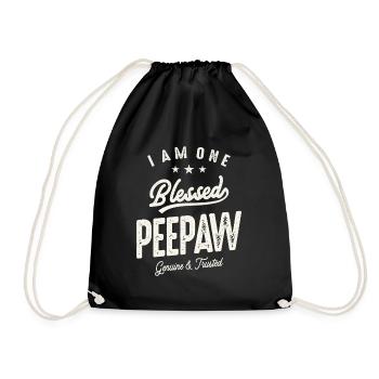 I Am One Bless Peepaw Funny Grandpa - Drawstring Bag - black - Front