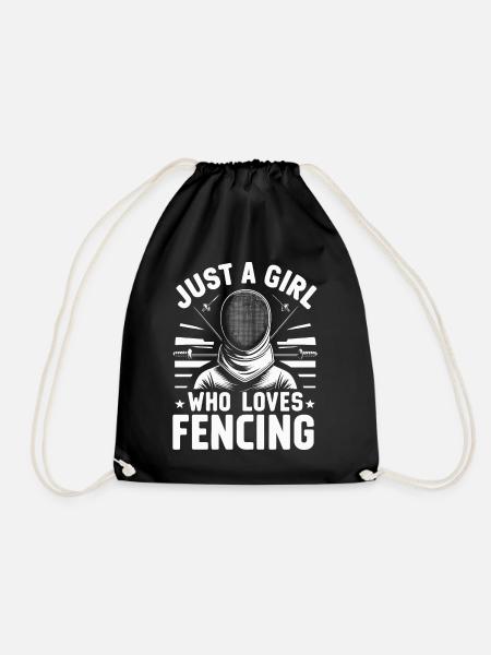 Fencing Fencer - Drawstring Bag - black