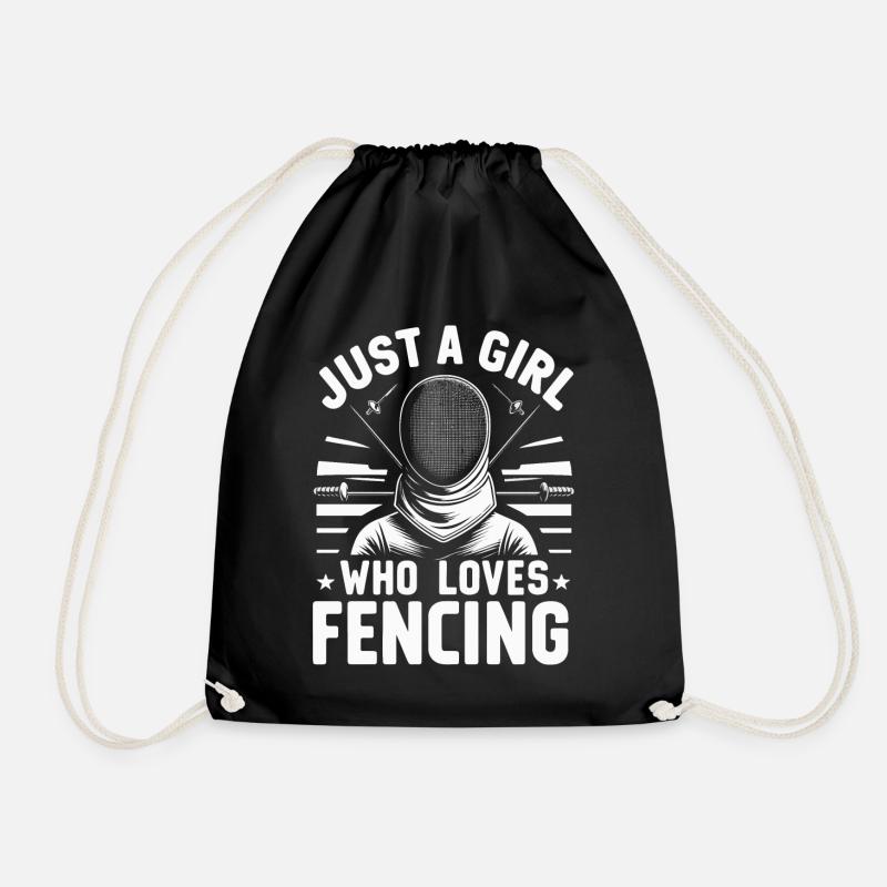 Fencing Fencer - Drawstring Bag - black
