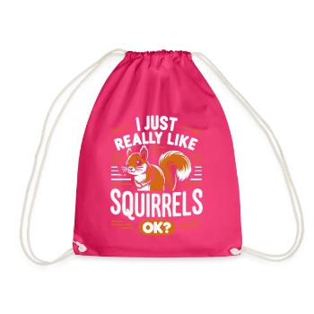Squirrel, Animal, Rodent - Drawstring Bag - fuchsia - Front