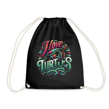 Turtle Sea Turtle Turtle Animal - Drawstring Bag - black - Front