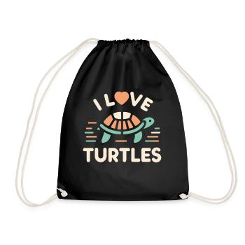 Turtle Sea Turtle Turtle Animal - Drawstring Bag - black - Front