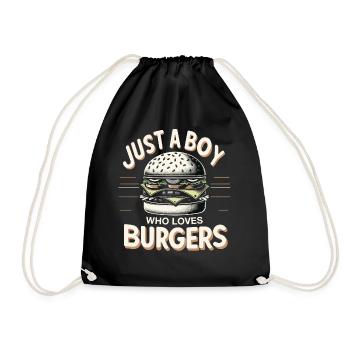 Burger Fast Food Hamburger Cheesburger Burgers - Drawstring Bag - black - Front