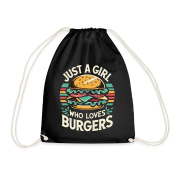 Burger Fast Food Hamburger Cheesburger Burgers - Drawstring Bag - black - Front