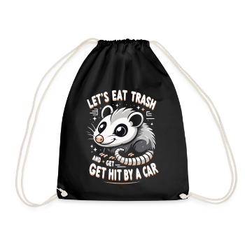 Opossum Possum Animal - Drawstring Bag - black - Front
