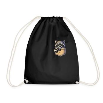 Raccoon - Drawstring Bag - black - Front