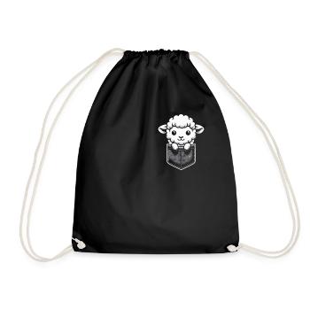 sheep, sheep, farmer, lamb, farmer - Drawstring Bag - black - Front