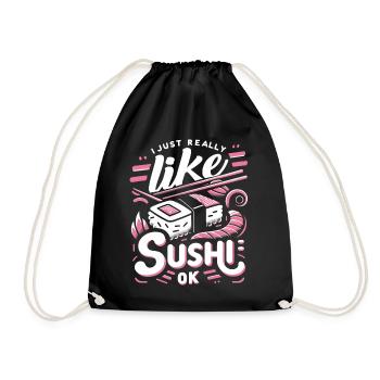 Sushi Japanisches Essen Maki Sushi Kawaii - Turnbeutel - Schwarz - Vorne