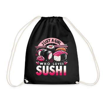 Sushi Japanisches Essen Maki Sushi Kawaii - Turnbeutel - Schwarz - Vorne