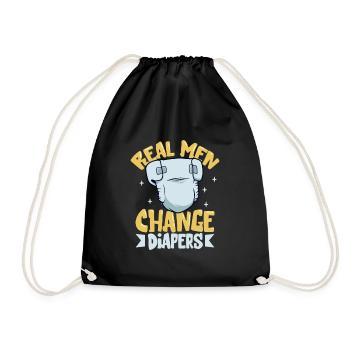 Real men change diapers - Drawstring Bag - black - Front