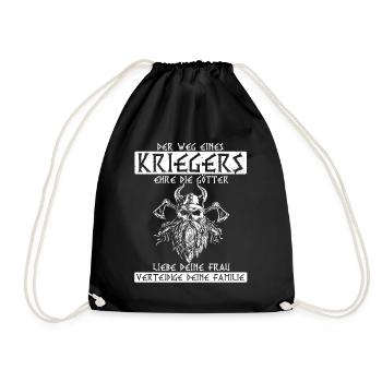 Wikinger Vikings Krieger Spruch Götter Liebe Frau - Turnbeutel - Schwarz - Vorne
