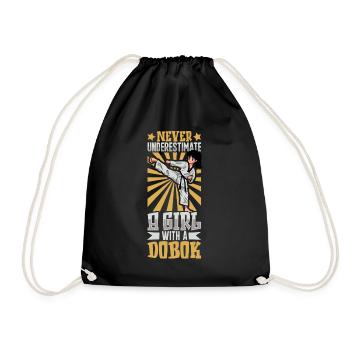 Ne sous-estimez jamais la fille au dobok - Tang Soo Do - Sac de sport léger - noir - Devant