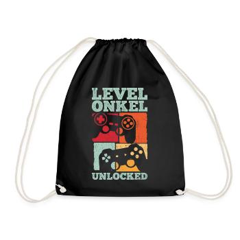 Level Onkel Freigeschaltet Geburt Party Gaming Con - Turnbeutel - Schwarz - Vorne