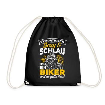 Motorradfahrer Natur Biker Mofa Mopded Motorrad - Turnbeutel - Schwarz - Vorne