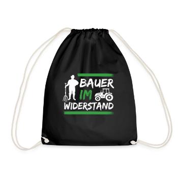 Bauern und Landwirte Demo Protest - Turnbeutel - Schwarz - Vorne