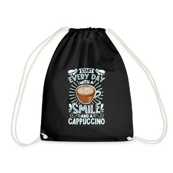 Souriez avec un cappuccino - Sac de sport léger - noir - Devant