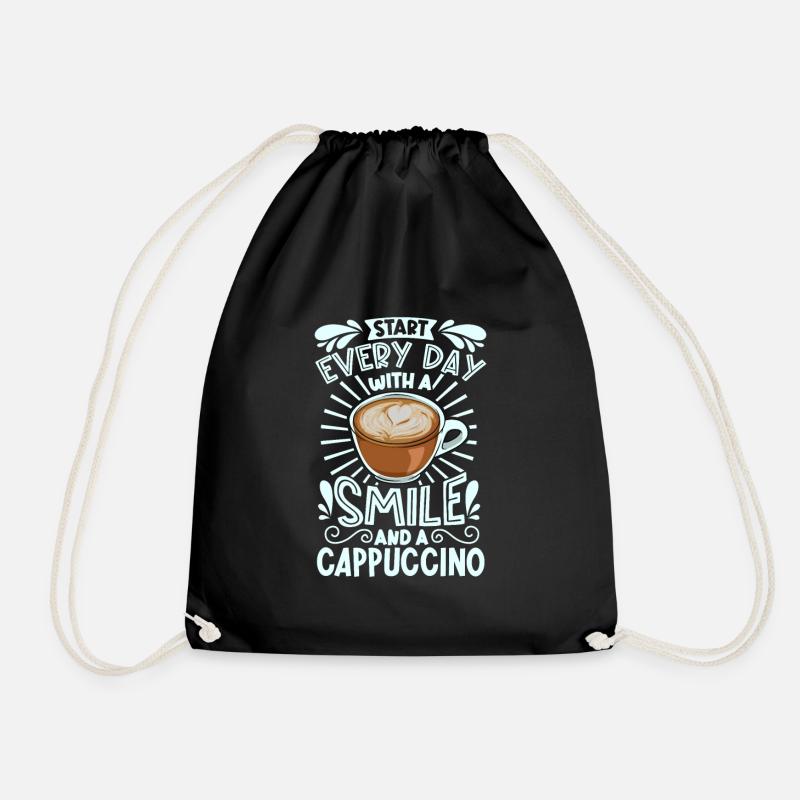 Souriez avec un cappuccino - Sac de sport léger - noir