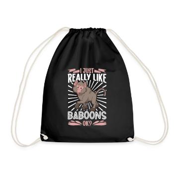 I love baboons - Baboon - Drawstring Bag - black - Front