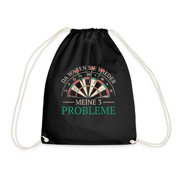 Dart Darts Dartspieler Dartsport - Turnbeutel - Schwarz - Vorne