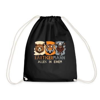 Bärtigermann - Bär Tiger Mann -ein echter Wikinger - Turnbeutel - Schwarz - Vorne