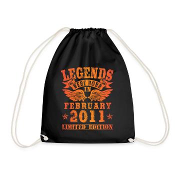 Legends were born in February 2011 birthday - Drawstring Bag - black - Front