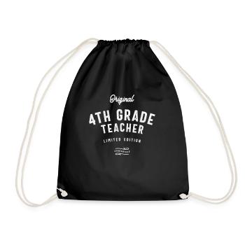 4th Grade Teacher Profession Job Title - Drawstring Bag - black - Front