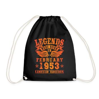 Legends were born in February 1953 Birthday - Drawstring Bag - black - Front