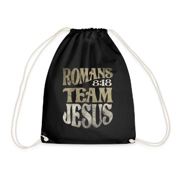 Romans 8:18 Team Jesus Bible Verse Christian - Drawstring Bag - black - Front