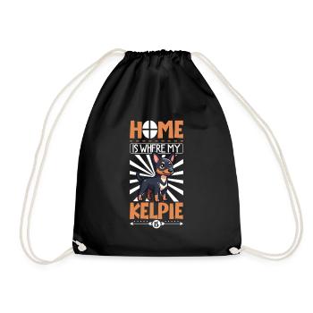 Home - Australian Kelpie - Drawstring Bag - black - Front