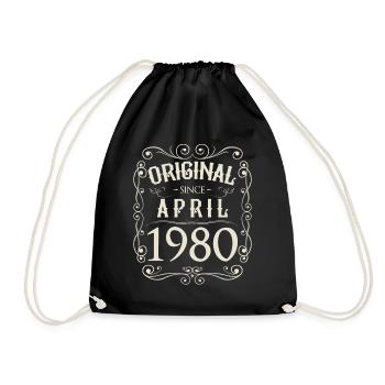 Vintage - Original since April 1980 Geburtstag - Turnbeutel - Schwarz - Vorne
