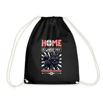Home - Norwegian Elkhound - Drawstring Bag - black - Front